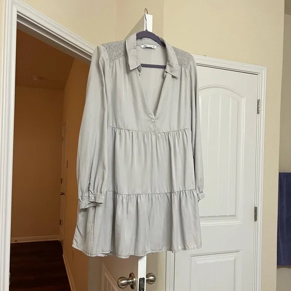 ruffle shirt dress zara ZARA RUFFLED SHIRT DRESS